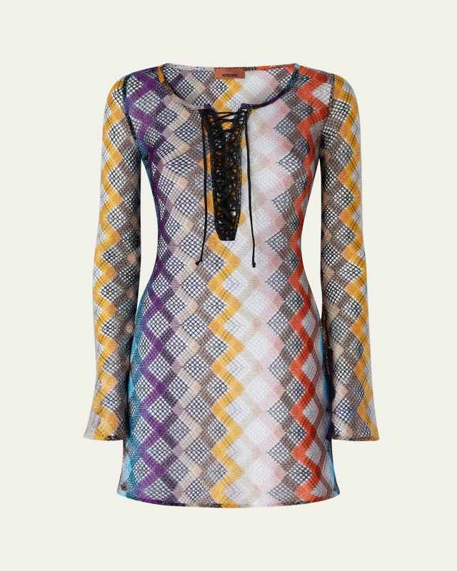 Metallic Mesh Short Coverup